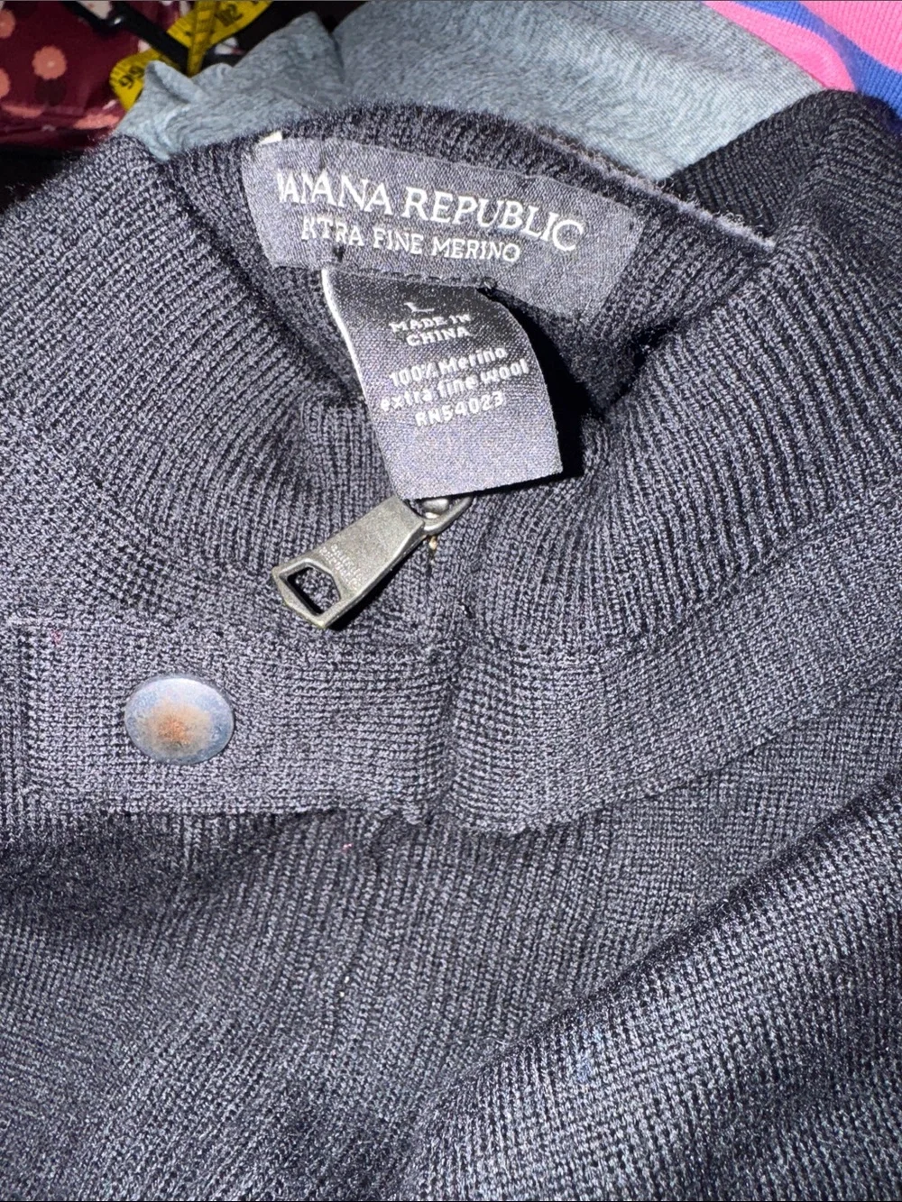 Banana Republic Men's Black Zip-Up Sweater extra fine 💯 merino  size Large